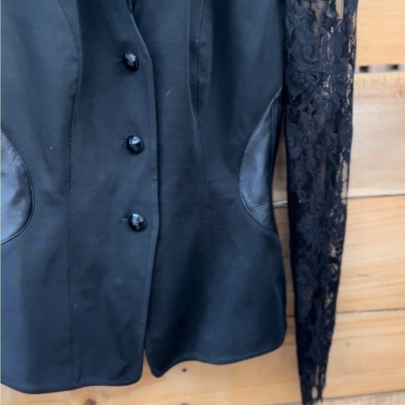 JOHN MURROUGH | Lace Nylon Leather Blazer Jacket M - Picture 5 of 8